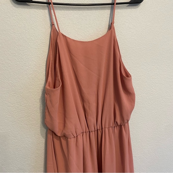 Lush Dusty Rose Mini Dress Large Spaghetti Strap Flowy Babydoll Dress - Picture 4 of 11